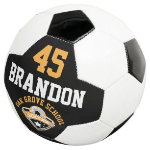 Soccer  Logo - Gold, Black and White  Ball