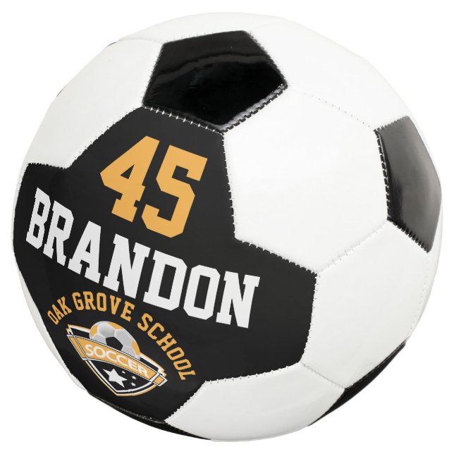 Soccer  Logo - Gold, Black and White  Ball (Three Quarter)