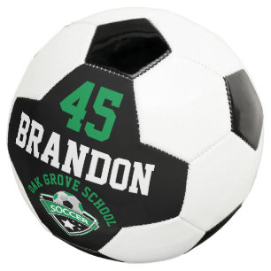 Soccer  Logo - Green, Black and White Ball