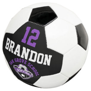 Soccer  Logo - Purple, Black and White Ball