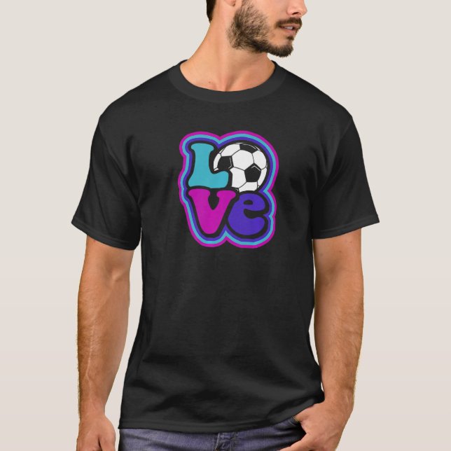 Soccer Love for Teen Girls & Women Blue & Purple D T-Shirt (Front)