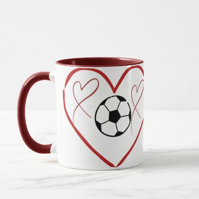 Soccer Love Heart  Mug (Left)