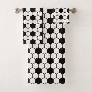 Soccer Lover Football Balls Black and White Custom Bath Towel Set