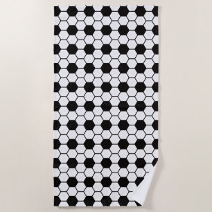 Soccer Lover Football Balls Black and White Custom Beach Towel