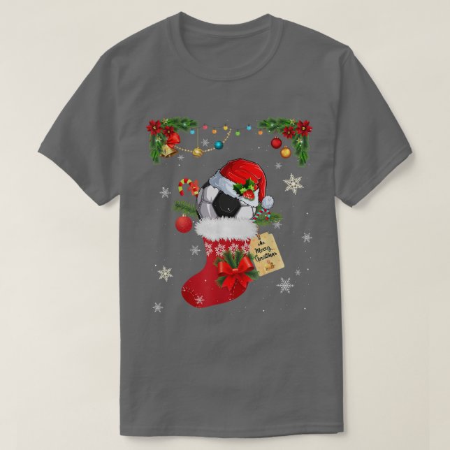 Soccer Lover Socks Santa Hat Christmas Pajama Men  T-Shirt (Design Front)