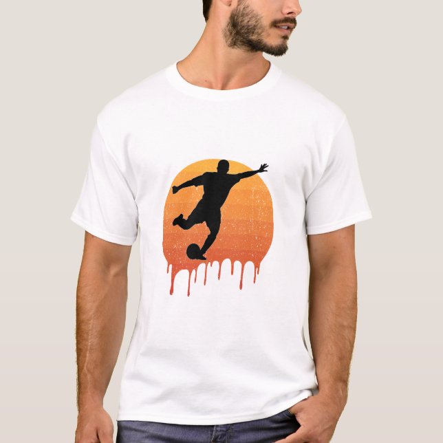Soccer Lover Vintage Retro Sunset T-Shirt (Front)