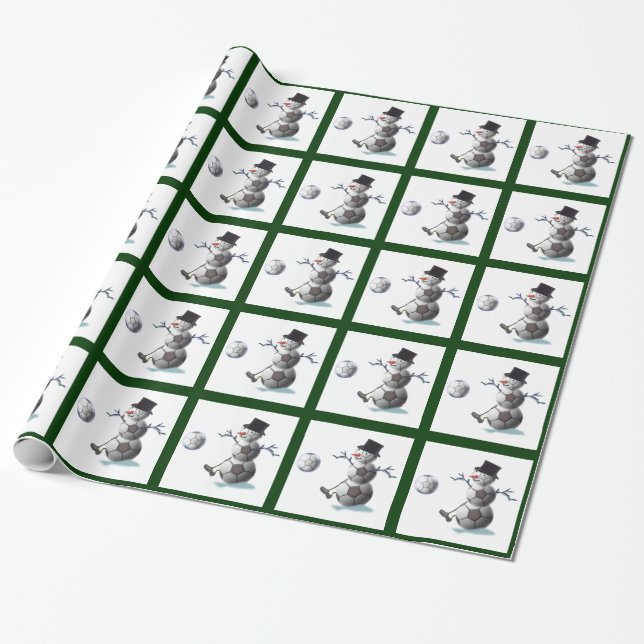Soccer Lovers Christmas Wrapping Paper (Unrolled)