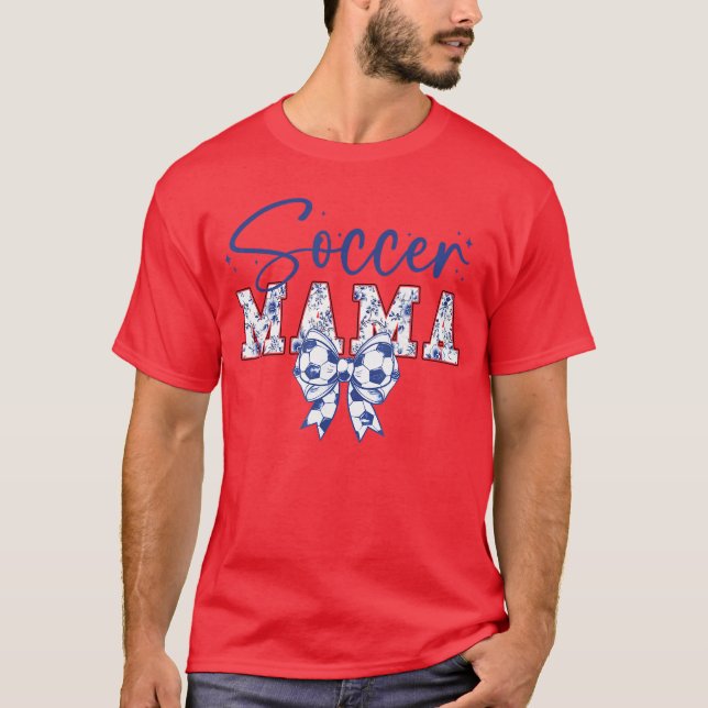 Soccer Mama Coquette Bow Funny Soccer Cheer Mama g T-Shirt (Front)
