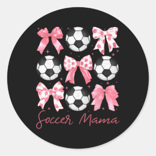 Soccer Mama Coquette Pink Bow Women Outfit Classic Round Sticker