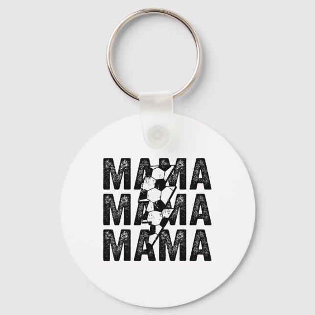 Soccer Mama Distressed Lightning Bolt Mom  Key Ring (Front)