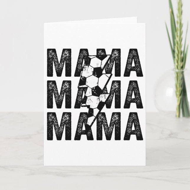 Soccer Mama Distressed Lightning Bolt Mum  Card (Front)