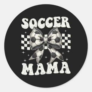 Soccer Mama Funny Coquette Bow Mom Mommy Classic Round Sticker