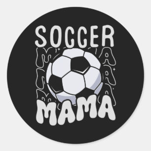 Soccer Mama Groovy Retro Soccer Mum Mothers Day  Classic Round Sticker