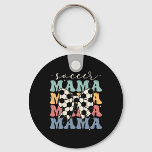 Soccer Mama Retro Groovy Soccer Softll Mom _1 Key Ring
