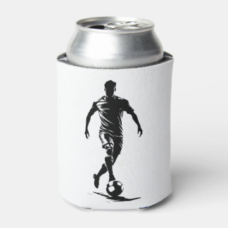 Soccer man with ball design. can cooler
