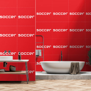SOCCER Modern White Sleek Text On Bright Red Wallpaper