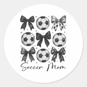 Soccer Mom Funny Coquette Bow Soccer Mom Classic Round Sticker