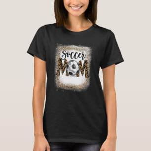 Soccer Mom Leopard Pattern Bleached Cheer Mom Game T-Shirt