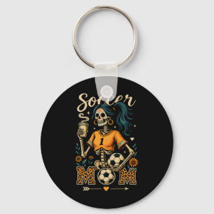 Soccer Mom Skeleton Coffee Leopard Style Vintage H Key Ring