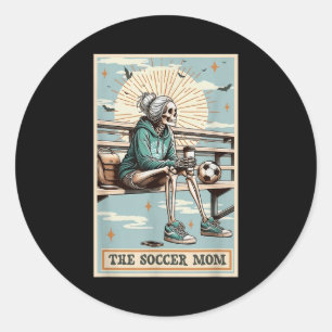 Soccer Mom Skeleton Tarot Card Vintage Halloween  Classic Round Sticker