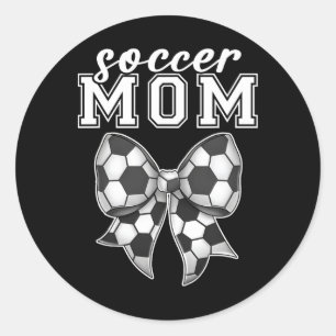 Soccer Moms Bow Footbyll Cheering Sport Shooting G Classic Round Sticker