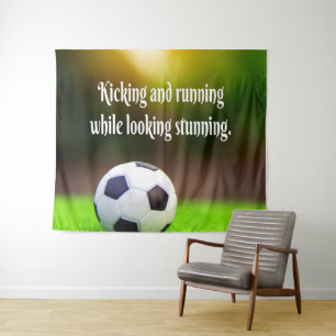 Soccer Motivational Inspirational Green Field Tapestry