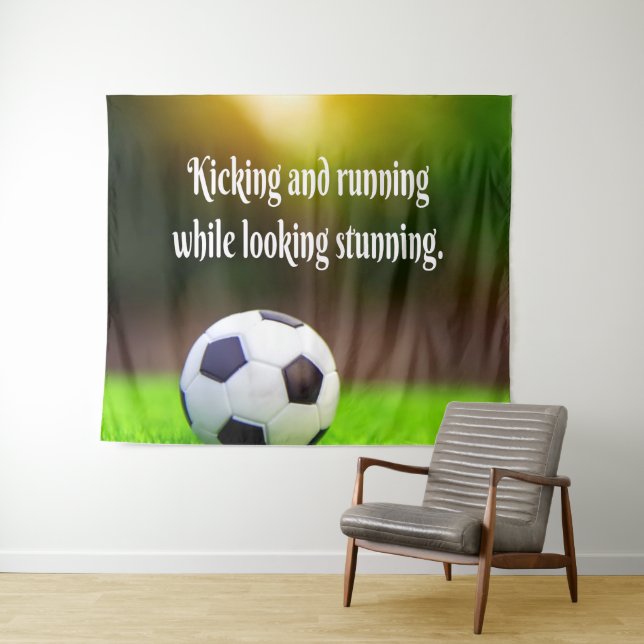 Soccer Motivational Inspirational Green Field Tapestry (In Situ (Horizontal))