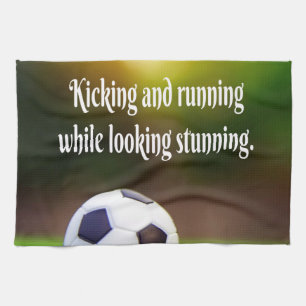 Soccer Motivational Inspirational Green Field Tea Towel