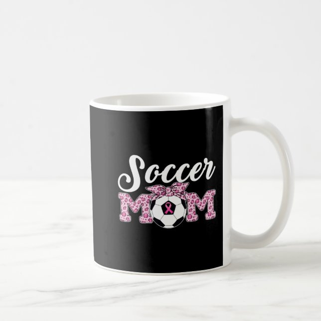 Soccer Mum Breast Cancer Awareness Pink Ribbon Leo Coffee Mug (Right)