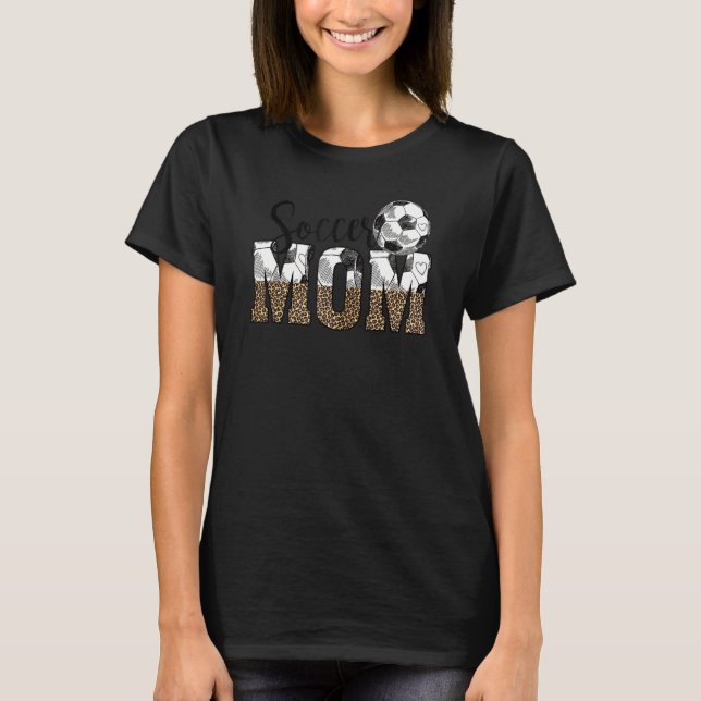 Soccer Mum Cute Mum Life Soccer Game Day Leopard M T-Shirt (Front)