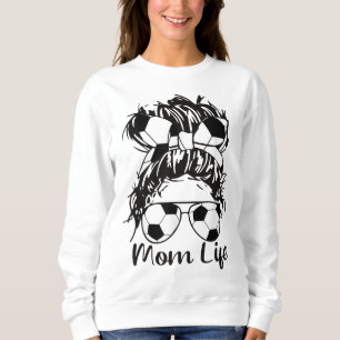 Soccer Mum Funny Soccer Ball Glasses Bow Mum Life Sweatshirt