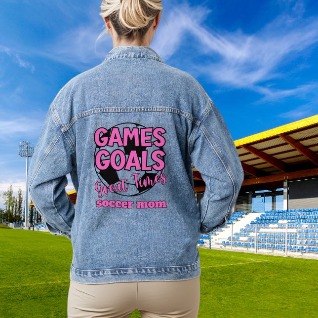 Soccer Mum Game Goals Great Times Funny  Denim Jacket (Creator Uploaded)