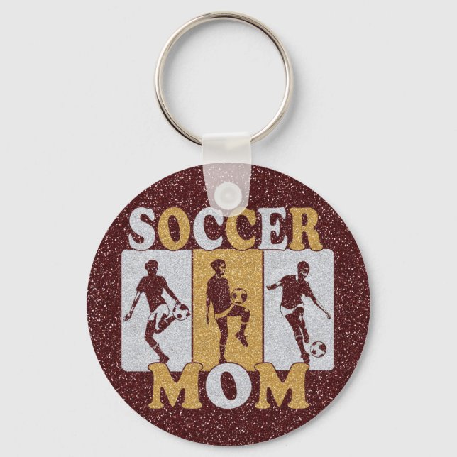 Soccer Mum Glitter Effect Key Ring (Front)