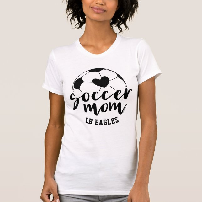Soccer Mum Heart Ball Personalised Name and Number T-Shirt (Front)