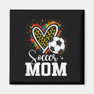 Soccer Mum Leopard Heart Colourful Magnet