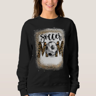 Soccer Mum Leopard Pattern Bleached Cheer Mum Game Sweatshirt