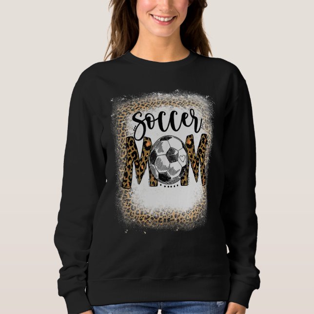 Soccer Mum Leopard Pattern Bleached Cheer Mum Game Sweatshirt (Front)