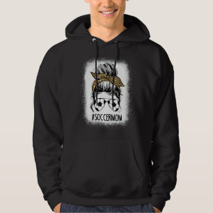 Soccer Mum Life Messy Bun Leopard Mother's Day Ble Hoodie