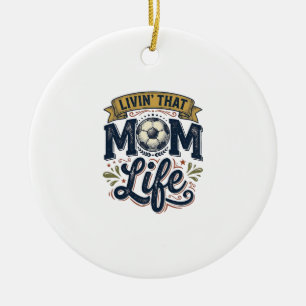 Soccer Mum Life Vintage Engraving Shirt Design_1 Ceramic Tree Decoration