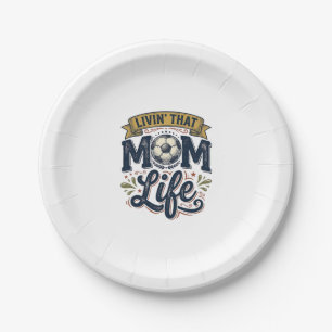 Soccer Mum Life Vintage Engraving Shirt Design_1 Paper Plate