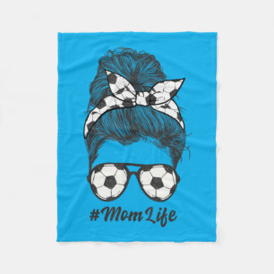 Soccer Mum Life Women Funny Soccer Ball Gift Fleece Blanket