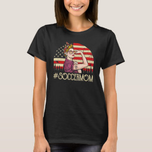 Soccer Mum  Soccer Ball Womens American Flag Vinta T-Shirt