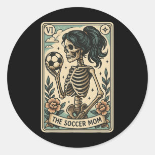 Soccer Mum Tarot Card Skeleton Mothers Day Mama Classic Round Sticker