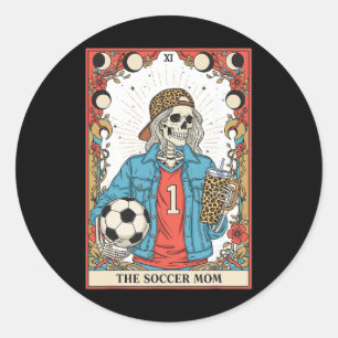 Soccer Mum Tarot Card Skeleton Soccer Mama Mother' Classic Round Sticker