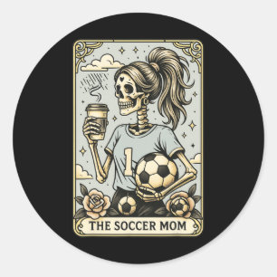 Soccer Mum Tarot Card, Vintage Halloween Soccer Ma Classic Round Sticker