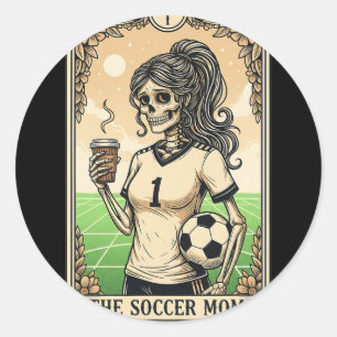 Soccer Mum Tarot Card Vintage Halloween Soccer Mam Classic Round Sticker