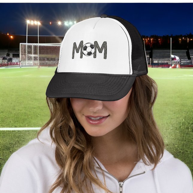 Soccer Mum Trendy Polka Dot Soccer Ball Custom Trucker Hat (Creator Uploaded)