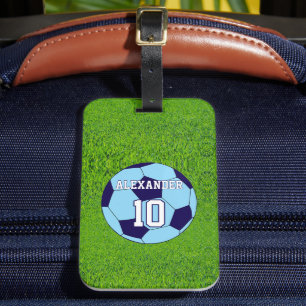 Soccer   Name & Number Luggage Tag