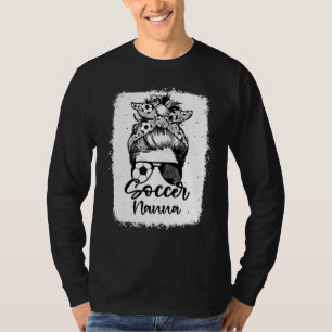Soccer Nanna Vintage Leopard Messy Bun Bleached T-Shirt