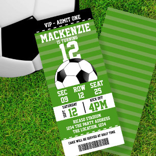 Soccer Novelty Ticket Personalised Invitation